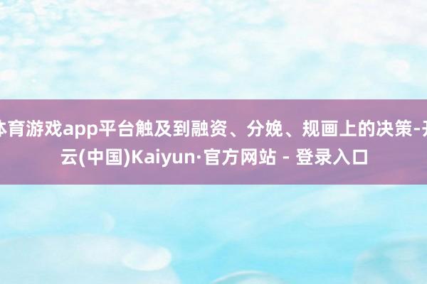 体育游戏app平台触及到融资、分娩、规画上的决策-开云(中国)Kaiyun·官方网站 - 登录入口