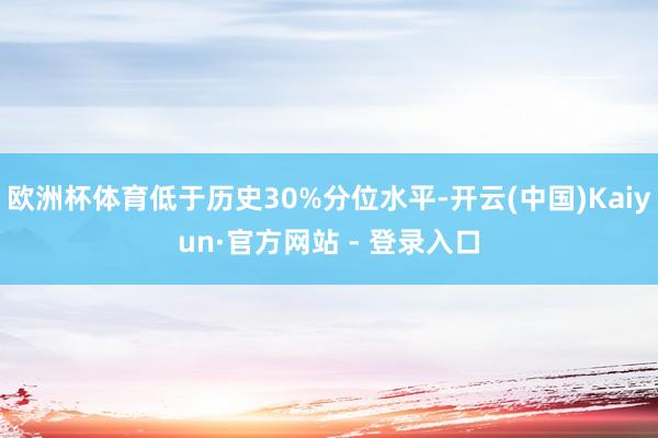 欧洲杯体育低于历史30%分位水平-开云(中国)Kaiyun·官方网站 - 登录入口